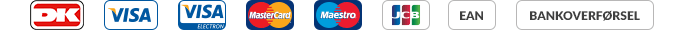 Vi modtager alle disse betalingsmetoder