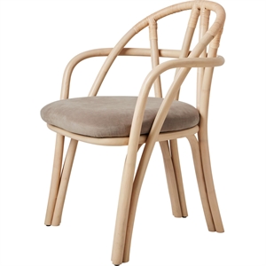 Gubi Bistra Spisebordsstol Med Armlæn Natural Lakeret Rattan/Fustagno Limonta 002