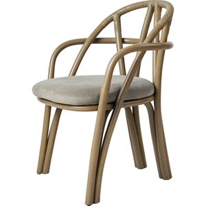 Gubi Bistra Spisebordsstol Med Armlæn Olive Stained Rattan/Fustagno Limonta 003