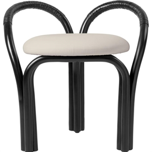 Gubi Bistra Skammel Ebony Painted Rattan/Fustagno Limonta 001