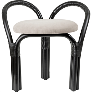 Gubi Bistra Skammel Ebony Painted Rattan/Fustagno Limonta 001