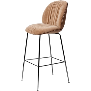 Gubi Beetle Soft Barstol H77 Sort Krom/Amerikansk Valnød/Belsuede Speical/Dedar 132