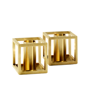 By Lassen Kubus Micro Lysestage Gold Plated 2 Stk.
