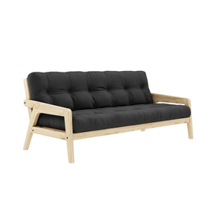 Karup Grab Sovesofa Klarlakeret Fyrretræ/734 Dark Grey