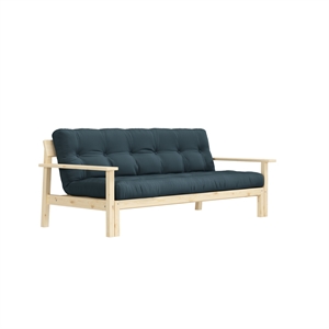 Karup Unwind Sovesofa Klarlakeret Fyrretræ/757 Petrol Blue