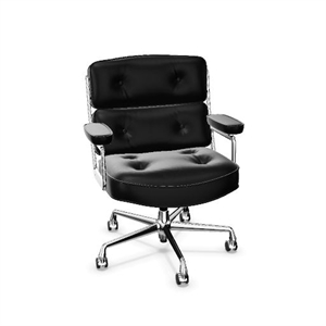 Vitra Lobby ES 104 Kontostol Med Swivel, Armlæn & Vippe Mekanisme Nero/Krom