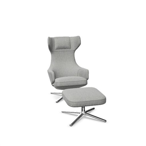 Vitra Grand Repos Lænestol Med Ottoman Cosy 2 Pebble Grey/Krom