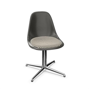 Vitra Eames Fiberglass DSL Spisebordsstol Med Siddepude Elephant Hide Grey/Checker/Krom
