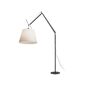 Artemide Tolomeo Mega Gulvlampe Sort Krop 42 cm Pergament Skærm med Lysdæmper