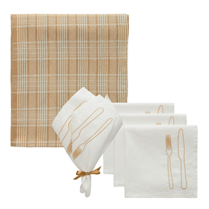 Decotique La Tavola & Rita Tekstilsæt 4 Servietter + 1 Dug Hvid/Beige/Latte