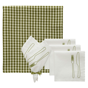 Decotique La Tavola & Oliva Teskstilsæt 4 Servietter + 1 Dug Oliven/Grøn