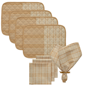 Decotique Rita Tekstilsæt 4 Dækkeservietter + 4 Servietter Hvid/Beige