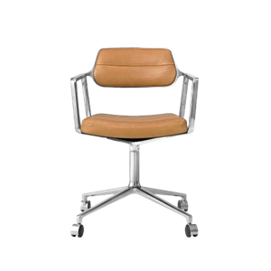 Vipp 453 Swivel Drejestol Med Hjul Aluminium/Camel/Læder
