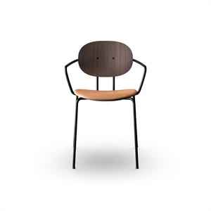 Sibast Furniture Piet Hein Spisebordsstol Sort med Armlæn Valnød og Cognac Læder