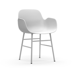 Normann Copenhagen Form Spisebordstol med Armlæn Hvid/Hvid Stål