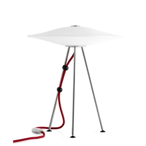 Piet Hein Sinus 330D Bordlampe Opal med Rød Tekstil Ledning