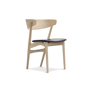Sibast Furniture No 7 Spisebordsstol Sæbebehandlet Egetræ og Sort Læder