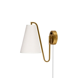 Globen Lighting Lou Væglampe Bouclé Hvid/Messing