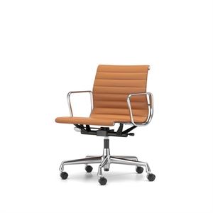 Vitra EA 118 Kontorstol med Swivel/Armlæn/Vippemekanisme Cognac Læder/Krom Stel