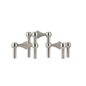 STOFF Nagel Lysestage Sæt af 3 Børstet Krom