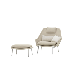 Vitra Slow Lænestol & Ottoman Beige/Creme/Krom