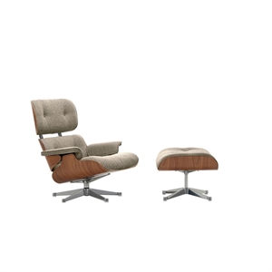 Vitra Eames Lænestol Med Ottoman Natural Valnød/05 Cream/Mørkebrun/Aluminium