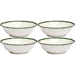 Decotique Fleur Skål 15 cm Sæt af 4 Hvid/Mørkegrøn