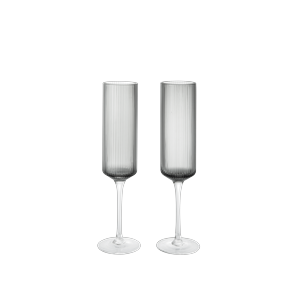 Ferm Living Ripple Champagne Glas 15cl Sæt af 2 Røget Grå