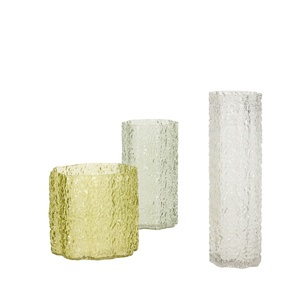 Hübsch Triple Vase Sæt af 3 Klar/Mørkegrøn/Lysegrøn