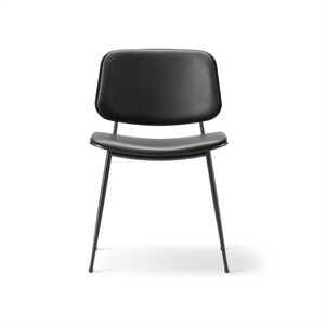 Fredericia Furniture Søborg Metal Spisebordsstol med Tube Base og Polstret Sæde/Ryg Sort/Læder 98