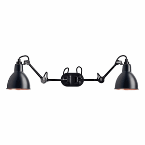 Lampe Gras N204 Væglampe Double Mat Sort & Mat Sort & Kobber