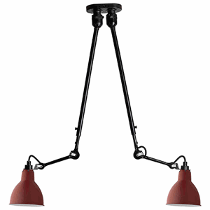 Lampe Gras N302 Loftlampe Double Mat Sort & Mat Rød