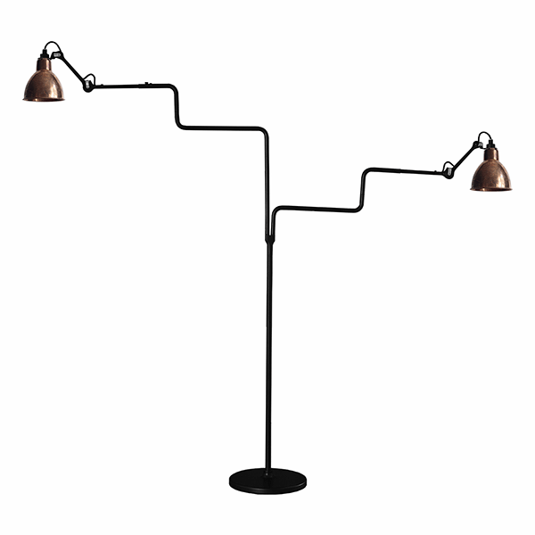Køb Lampe Gras N411 Gulvlampe Double Mat Sort & Rå Kobber