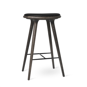 Mater High Stool Barstol Sirka Grå Eg/Ultra Sort Læder 74 cm