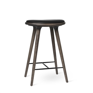 Mater High Stool Barstol Sirka Grå Eg/Ultra Sort Læder 69 cm
