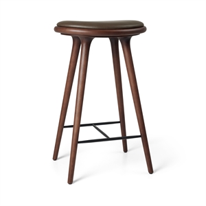 Mater High Stool Barstol Brun Bøg/Mørkebrun Læder 74 cm
