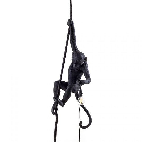 Seletti Monkey With Rope Loftlampe Sort Udendørs