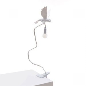 Seletti Sparrow Landing Bordlampe Med Klemme Hvid