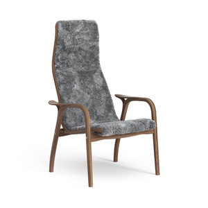 Swedese Lamino Lænestol Høj Lakeret Valnød/Scandinavian Grey/Fåreskind