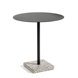 HAY Terrazzo Grey terrazzo base Ø70 x H74 Antracit powder coated steel tabletop/column