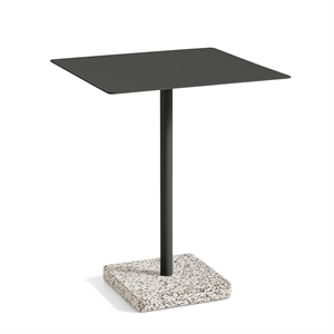 HAY Terrazzo Grey terrazzo base L60 x W60 x H74 Antracit powder coated steel tabletop/column