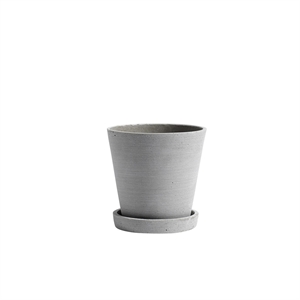 HAY Flowerpot Krukke Med Underkop M Grå