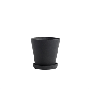HAY Flowerpot Krukke Med Underkop M Sort