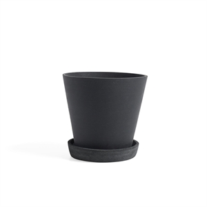 HAY Flowerpot Krukke Med Underkop L Sort