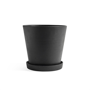 HAY Flowerpot Krukke Med Underkop XXL Sort