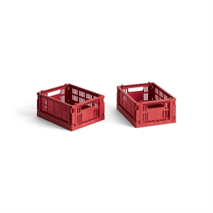 HAY Colour Crate Opbevaringskasse Mini Sæt af 2 Rød