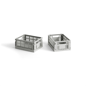 HAY Colour Crate Opbevaringskasse Mini Sæt af 2 Lysegrå