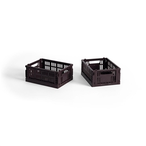 HAY Colour Crate Opbevaringskasse Mini Sæt af 2 Bordeaux