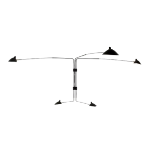 Serge Mouille 5 Rotating Straight Arms Væglampe Sort