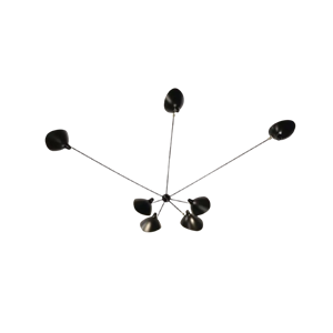 Serge Mouille Spider 7 Fixed Arms Væglampe Sort